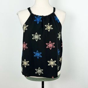 PepaLoves black floral embroidered top